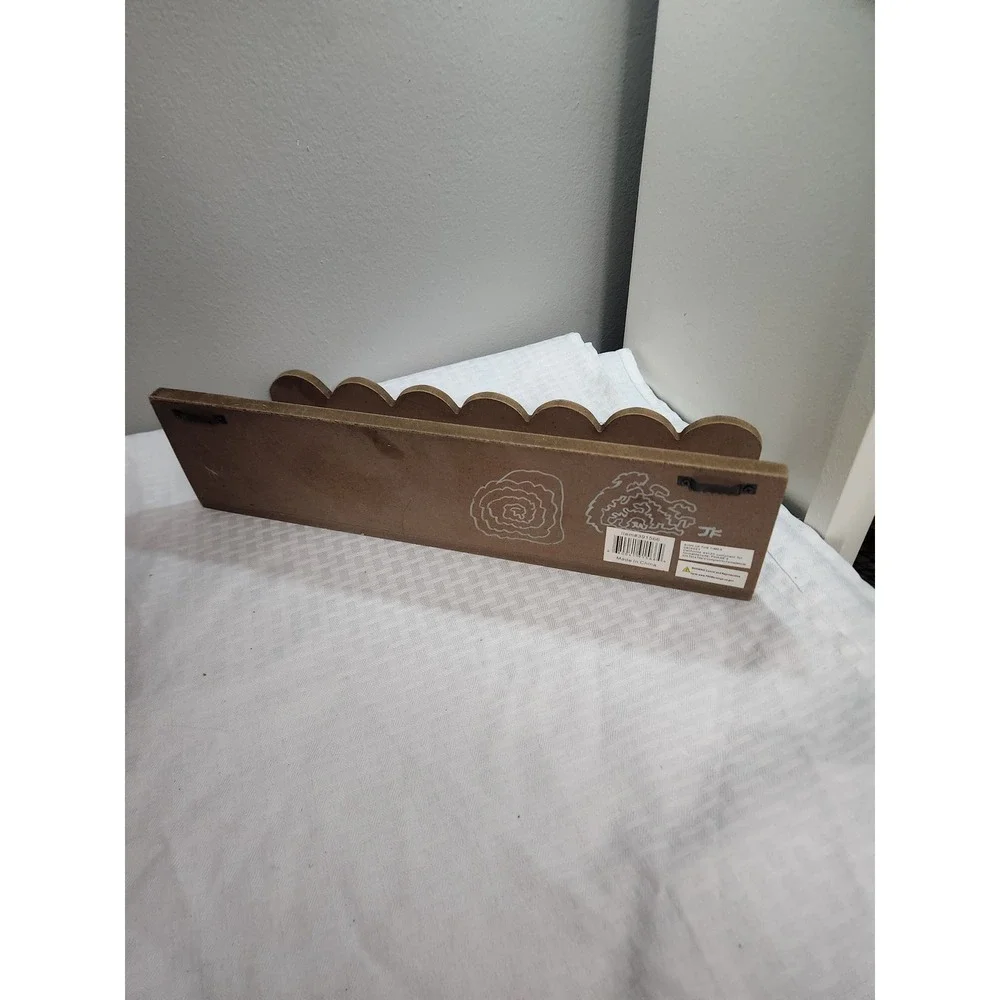 Rustic Brown Wood Scalloped Floating Wall Shelf Ledge 16 Inch Display Rack